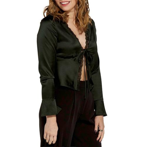Women's Le Lis Satin Long Sleeve V-Neck Shirt - Primary Image