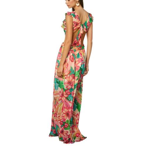 Women's DRESS FORUM Sea of Hibiscus Cutout Frilly Maxi Dress - Primary Image