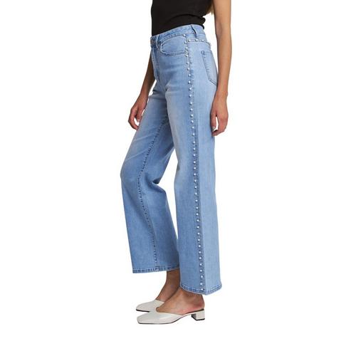 Women's Mica Denim Pearl Embellishment Wide Leg Jeans - Primary Image