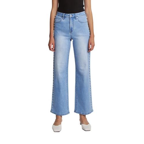 Women's Mica Denim Pearl Embellishment Wide Leg Jeans - Primary Image