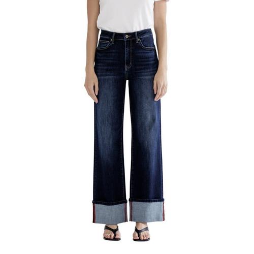 Women's Mica Denim Cuff Hem Wide Leg Jeans - Primary Image