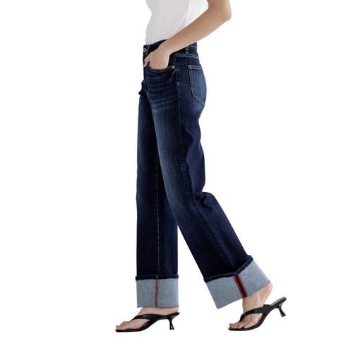 Women's Mica Denim Cuff Hem Wide Leg Jeans - Primary Image