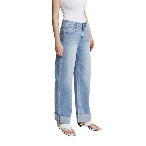 Women's Mica Denim Raw Hem Cuffed Barrel Jeans - Primary Image