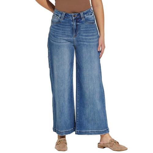 Women's Mica Denim Cropped Utility Wide Leg Jeans - Primary Image