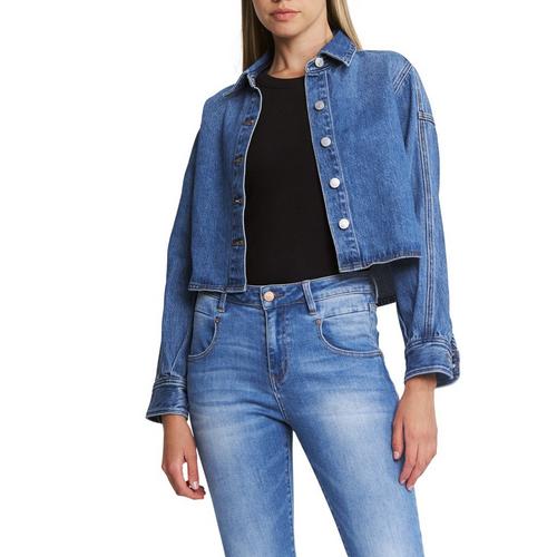 Women's Mica Denim Oversized Cropped Denim Jacket - Primary Image