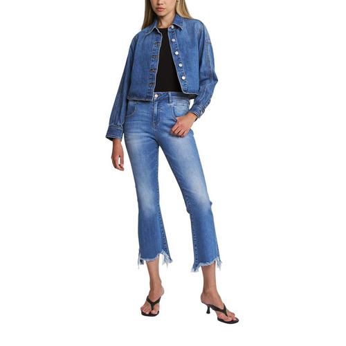 Women's Mica Denim Oversized Cropped Denim Jacket - Primary Image