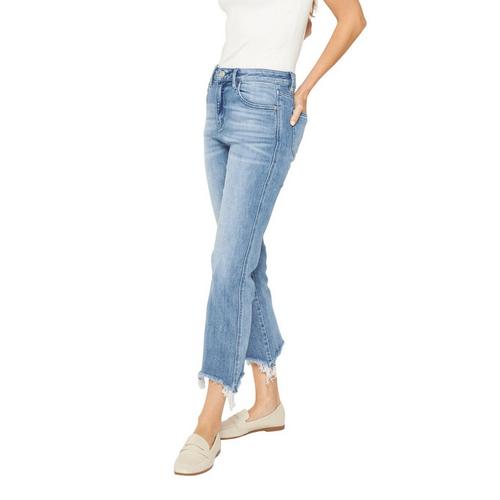 Women's Mica Denim Raw Hem Cropped Straight Jeans - Primary Image