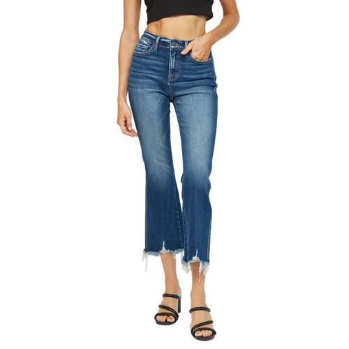 Women's Mica Denim Uneven Hem Crop Flare Jeans - Primary Image