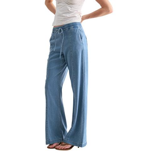 Women's Mica Denim Drawstring Relaxed Fit Wide Leg Jeans - Primary Image