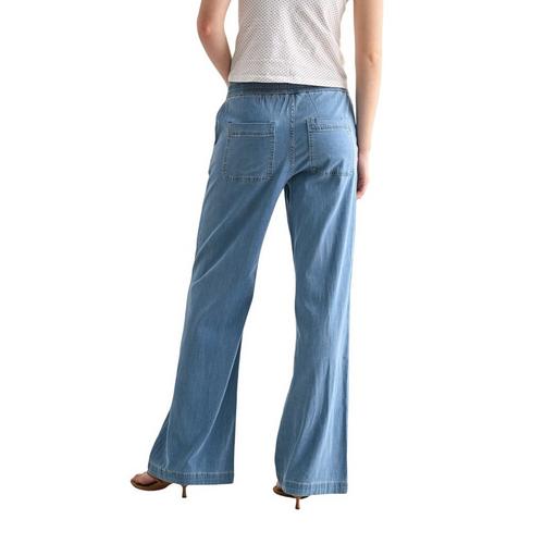 Women's Mica Denim Drawstring Relaxed Fit Wide Leg Jeans - Primary Image