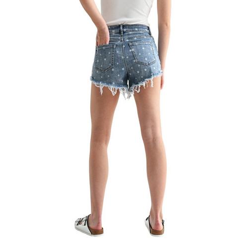 Women's Mica Denim Super High Rise Raw Hem Printed Jean Shorts - Primary Image
