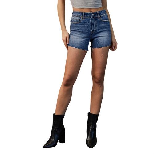 Women's Mica Denim Mid Rise Studded Jean Shorts - Primary Image