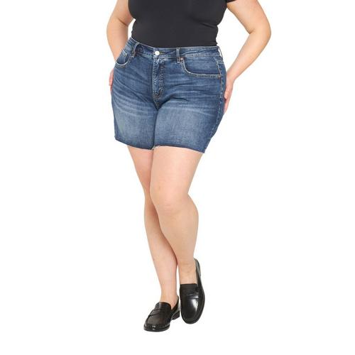 Women's Mica Denim Plus Size Super High Rise Raw Hem Jean Shorts - Primary Image