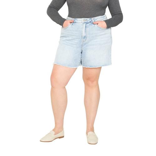 Women's Mica Denim Plus Size Super High Frayed Hem Jean Shorts - Primary Image