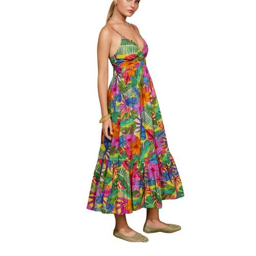 Women's DRESS FORUM Resort Botanica Shirred Midi Dress - Primary Image