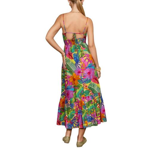 Women's DRESS FORUM Resort Botanica Shirred Midi Dress - Primary Image