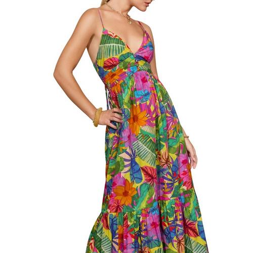 Women's DRESS FORUM Resort Botanica Shirred Midi Dress - Primary Image