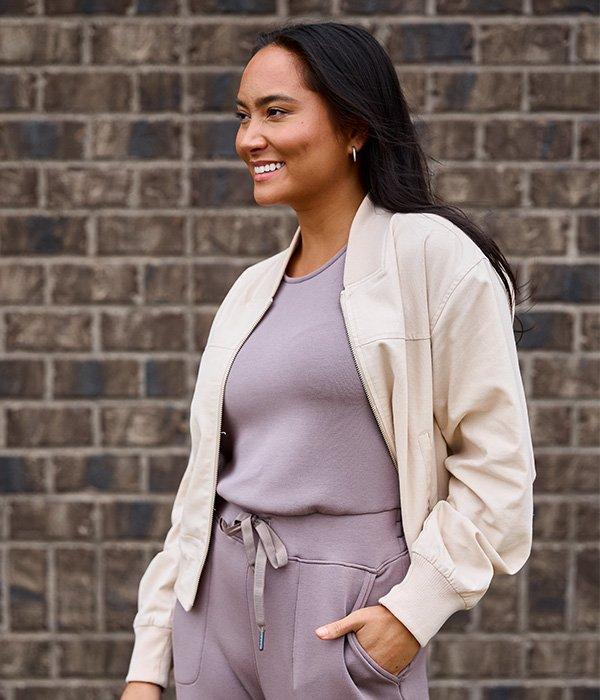 Lifestyle image of woman modeling clothing