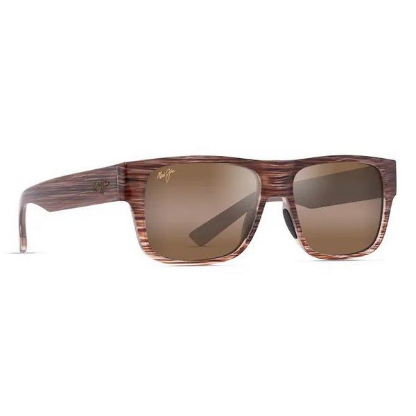 Men's Maui Jim Keahi Polarized Sunglasses Brown Stripe/HCL Bronze