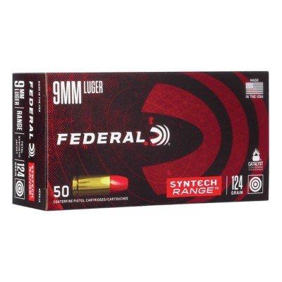 Federal Syntech Range TSJ Flat Nose 9mm Handgun Ammunition 50 Round Box