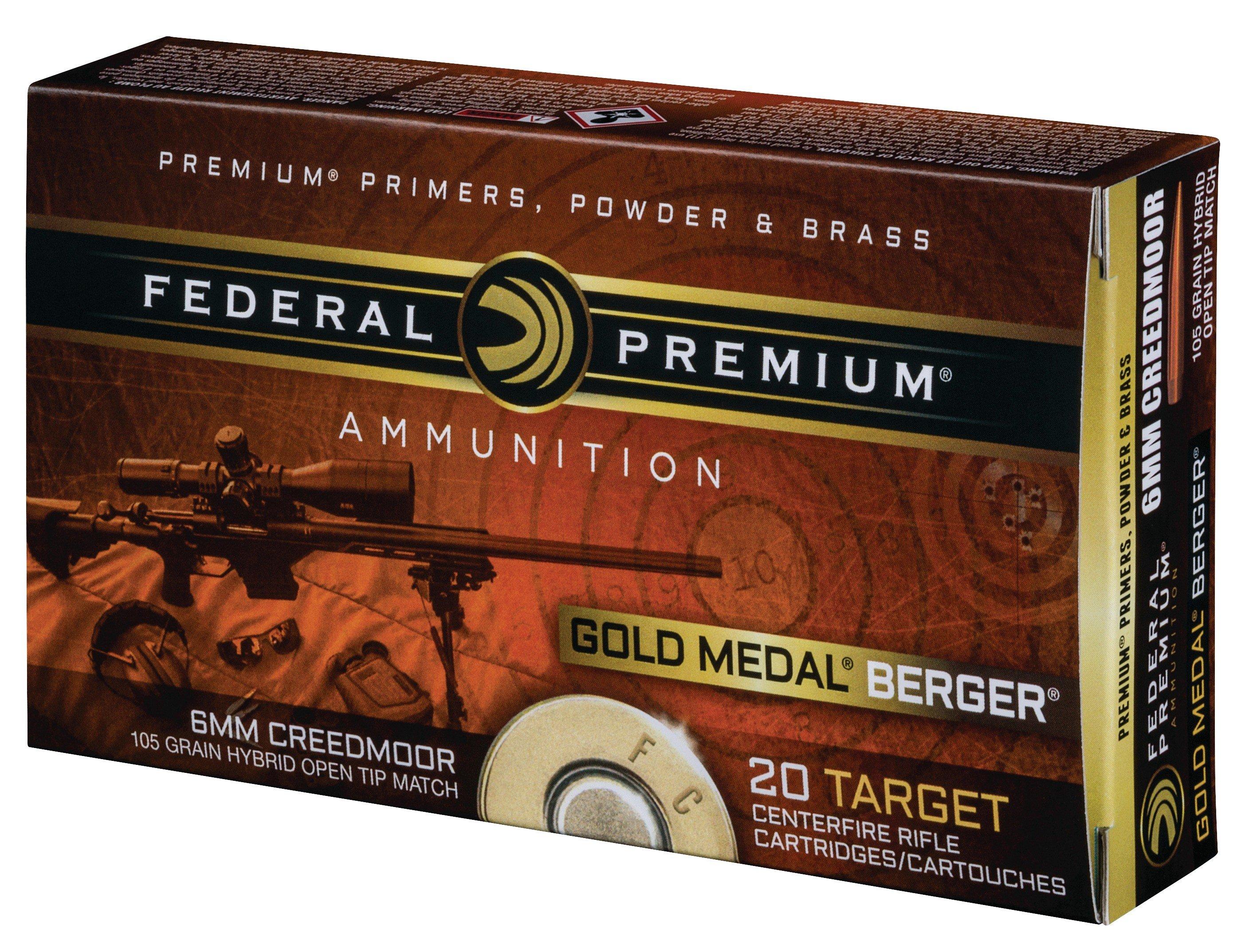 Federal 105Gr Berger Hybrid BTHP 6mm Creedmoor Rifle Ammunition 20 Round Box
