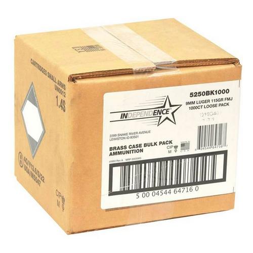 Independence Ammunition Independence FMJ 1000 round Bulk Pack 9mm Handgun Ammunition 1000 Round Can - Primary Image