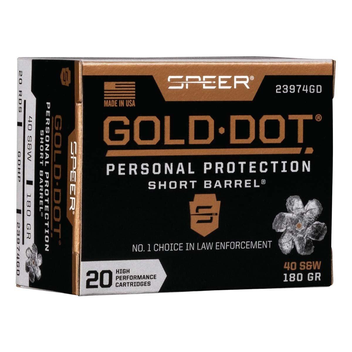 Speer Gold Dot Personal Protection Short Barrel 40 S&W Handgun Ammunition 20 Round Box