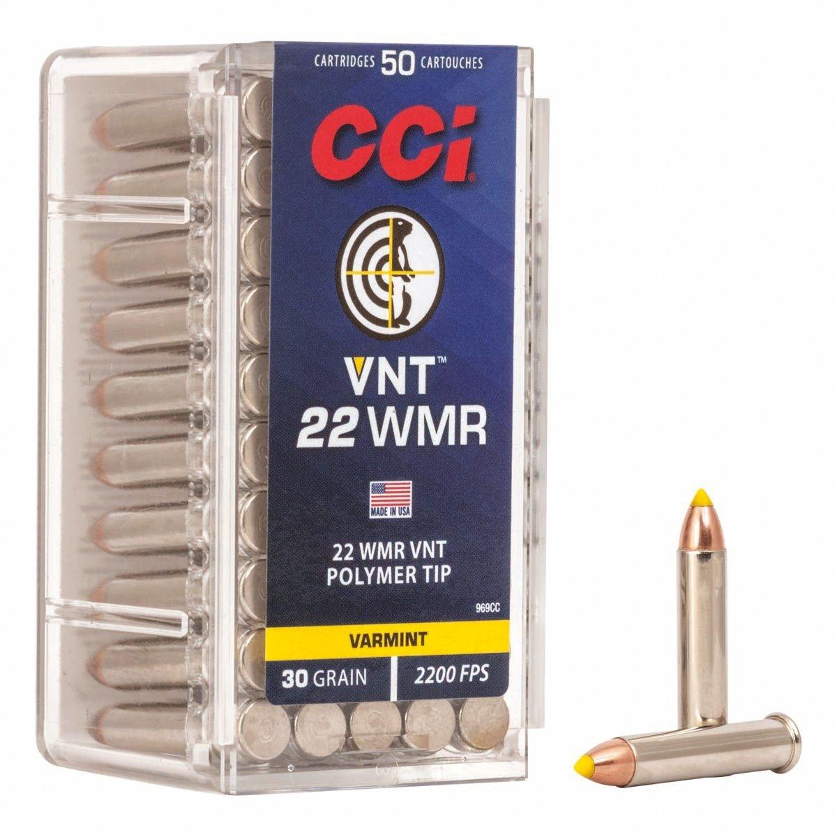 CCI VNT 22 Winchester Magnum Rimfire (WMR) Rimfire Ammunition 50 Round Box