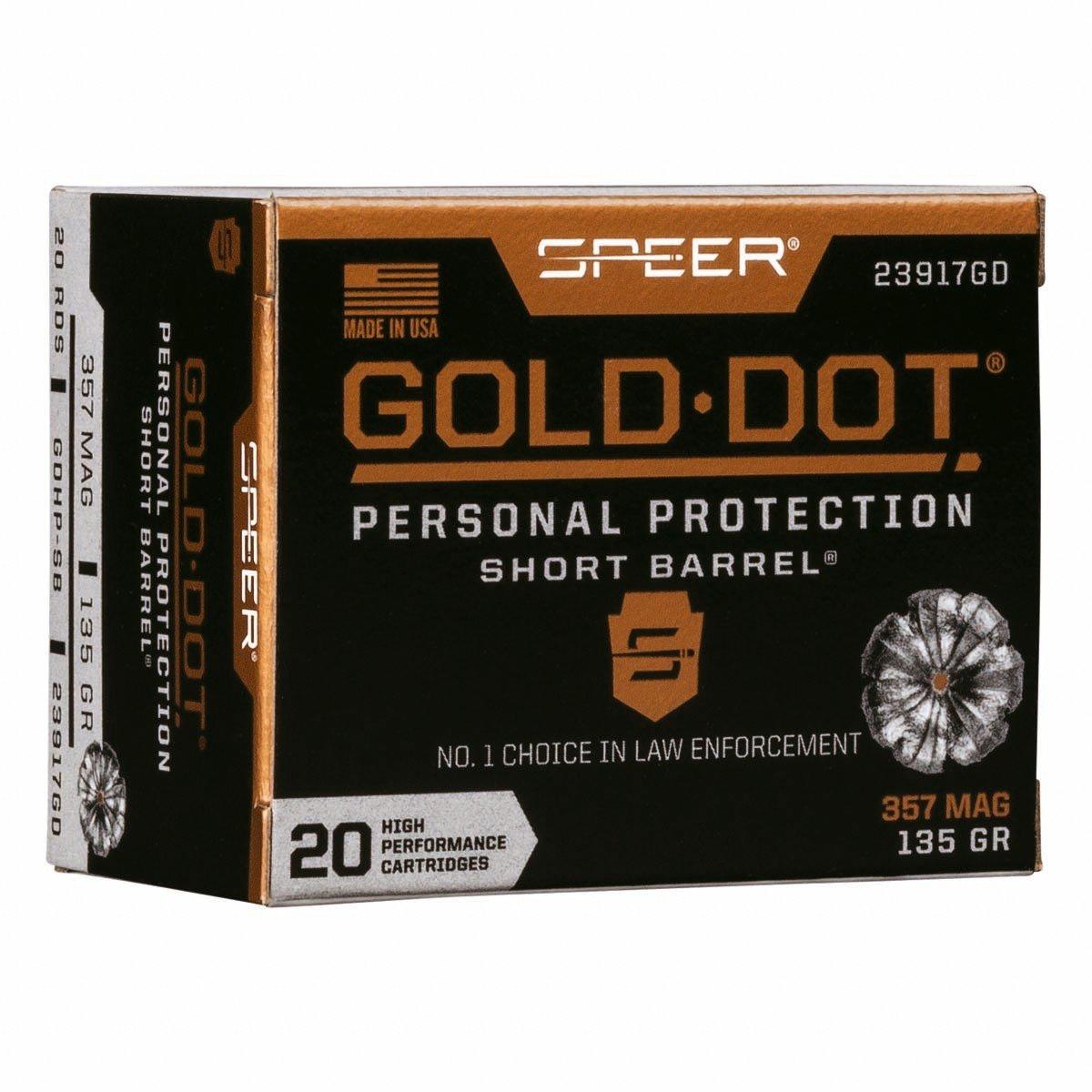 Speer Gold Dot Personal Protection Short Barrel 357 Magnum Handgun Ammunition 20 Round Box