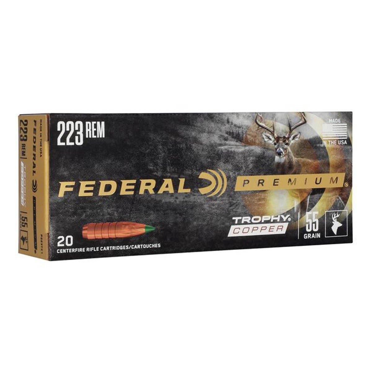 Federal Premium Trophy Copper 223 Remington Rifle Ammunition 20 Round Box