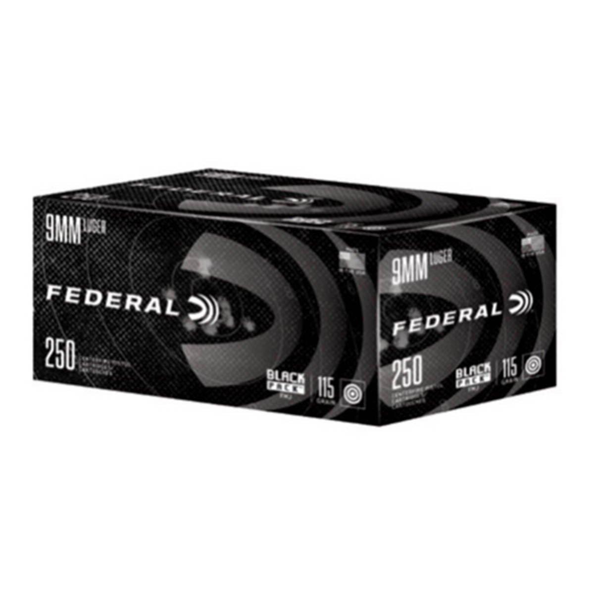 Federal Black Pack FMJ 9mm Handgun Ammunition 250 Round Box - Federal Premium