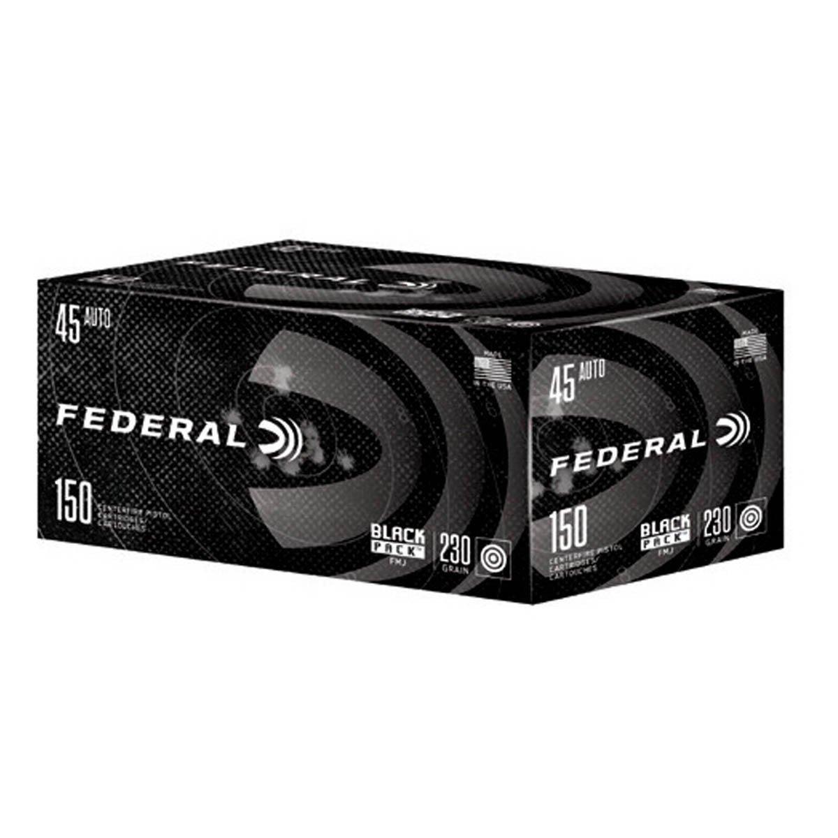 Federal Black Pack FMJ 45 ACP Handgun Ammunition 150 Round Box - Federal Premium