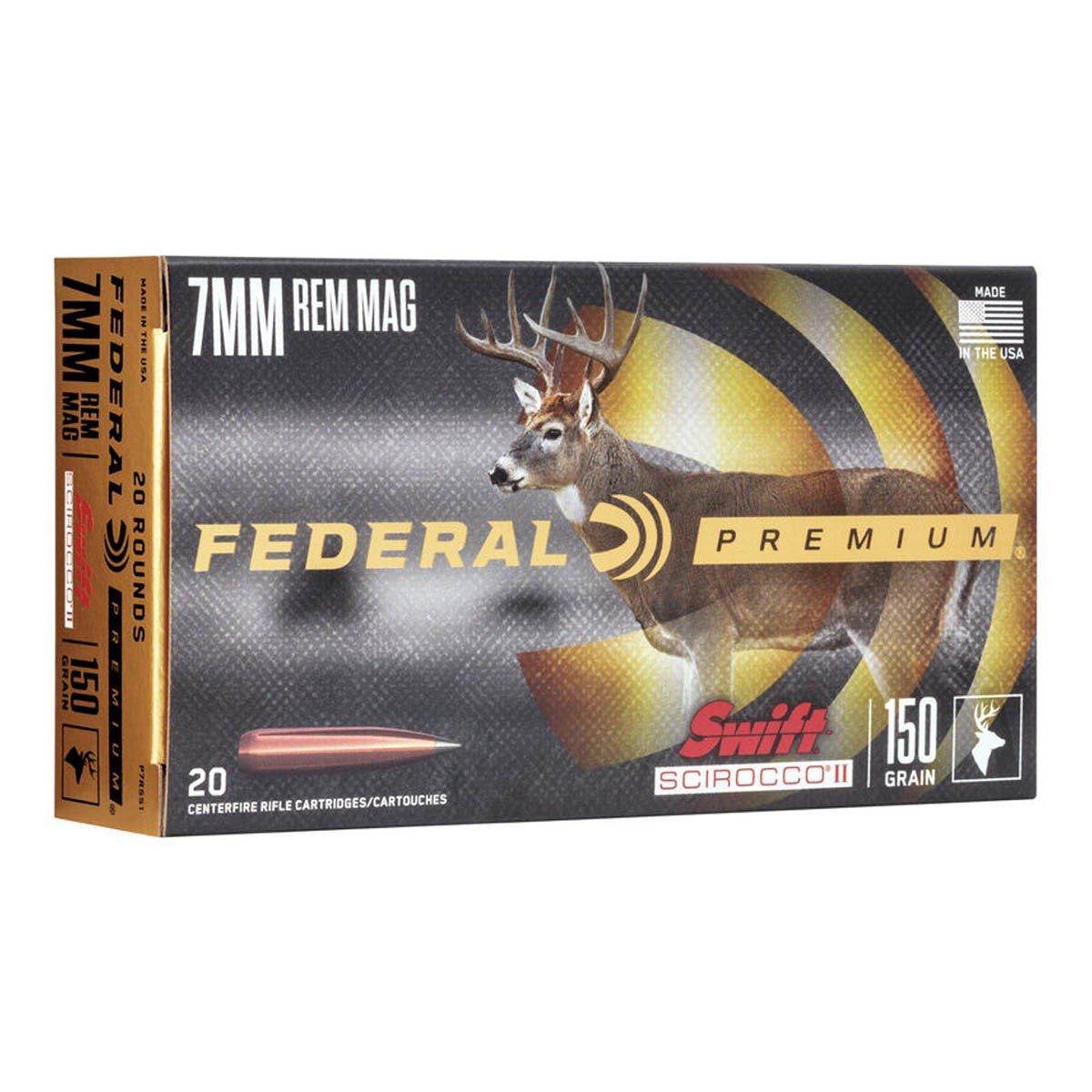Federal Swift Scirocco II 7mm Remington Magnum Rifle Ammunition 20 Round Box