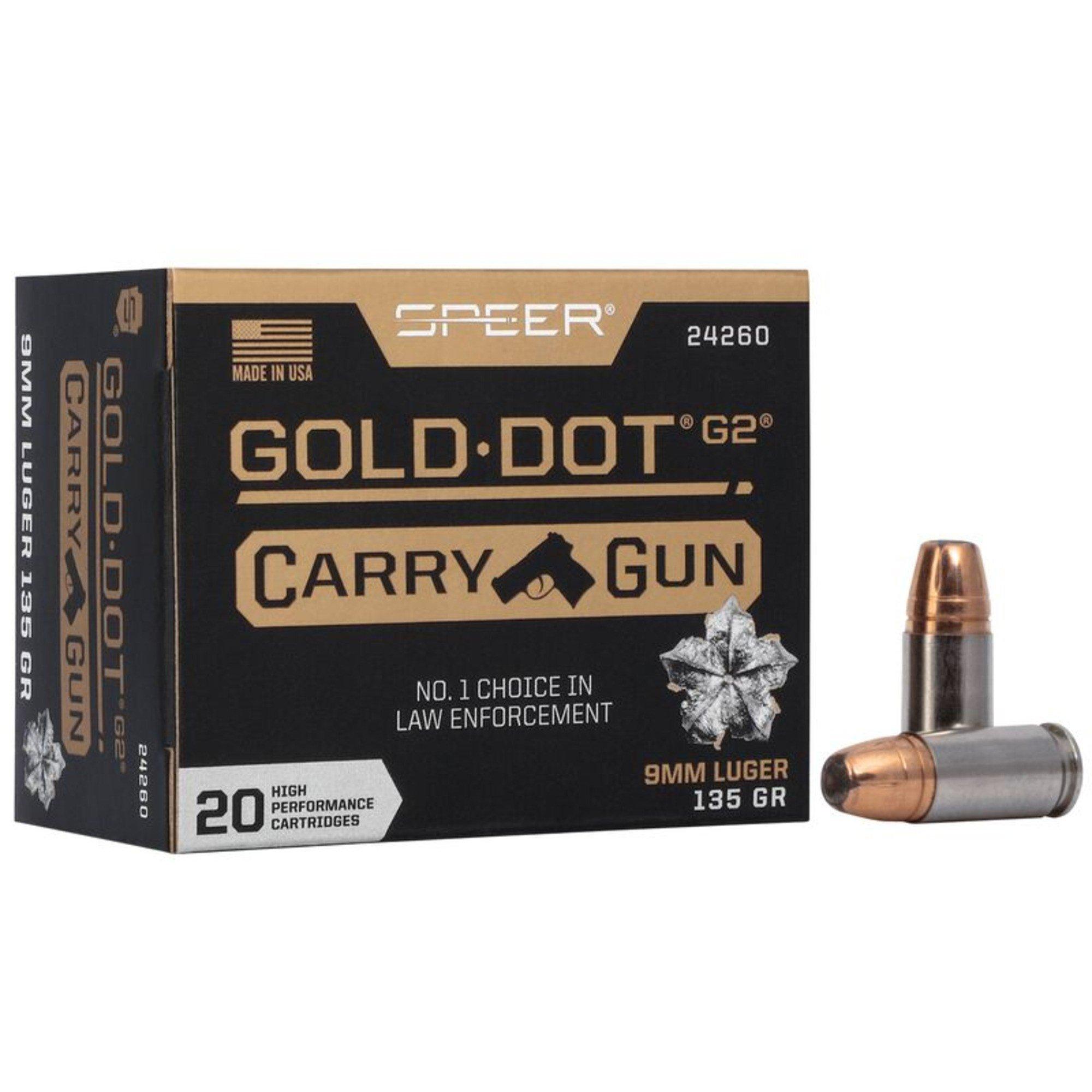 Speer Gold Dot Carry Gun 9mm Handgun Ammunition 20 Round Box