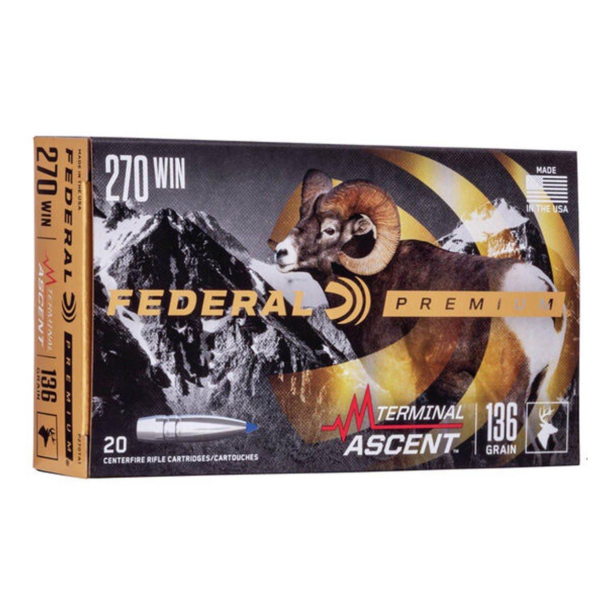 Federal Terminal Ascent 270 Winchester Rifle Ammunition 20 Round Box
