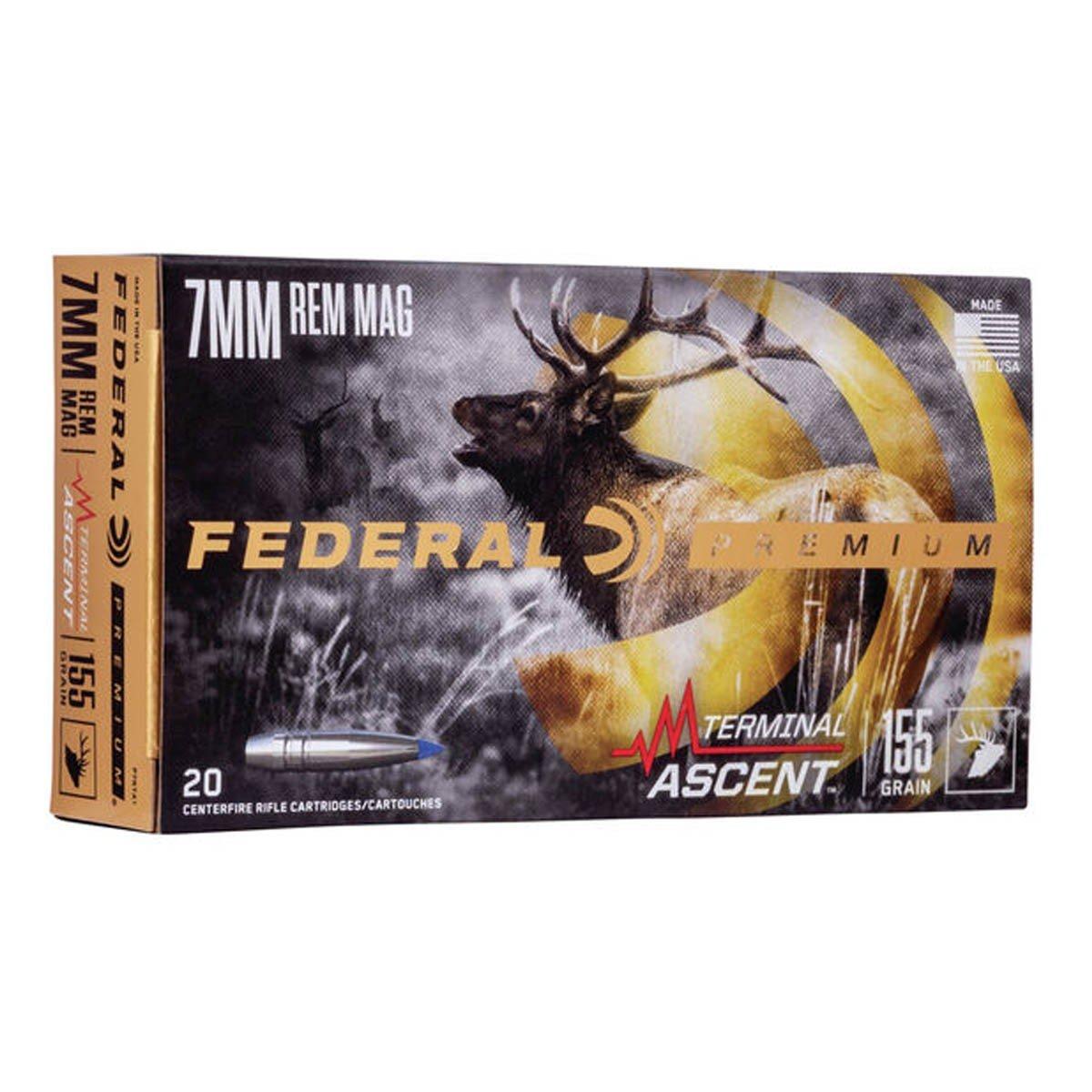 Federal Terminal Ascent 7mm Remington Magnum Rifle Ammunition 20 Round Box - Federal