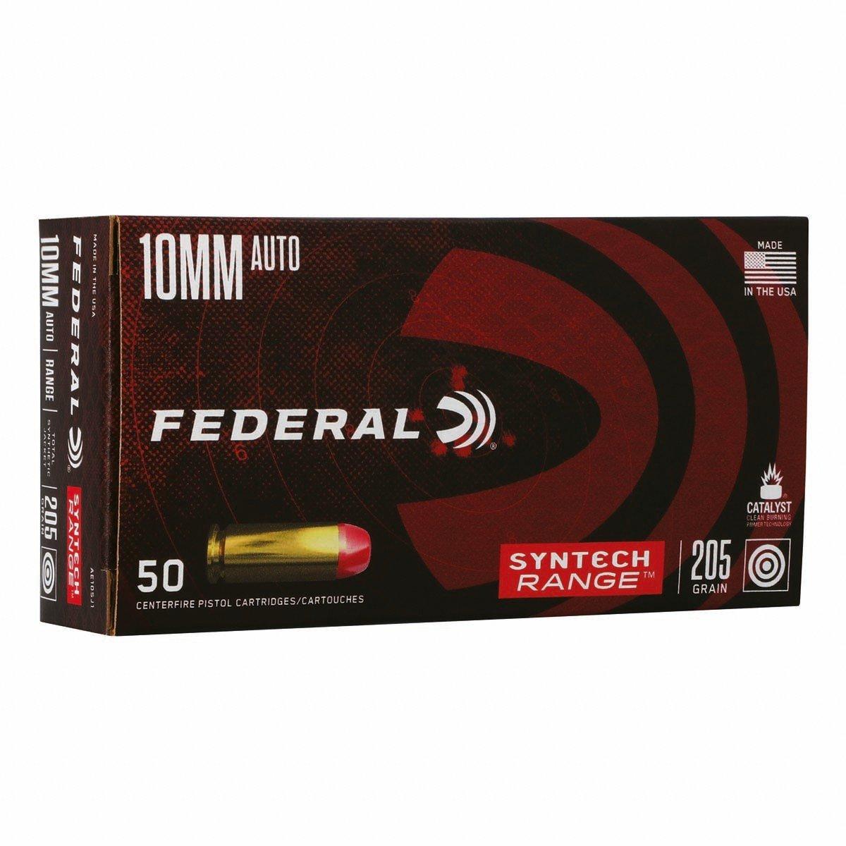 Federal Syntech Range TSJ Flat Nose 10mm Auto Handgun Ammunition 50 Round Box