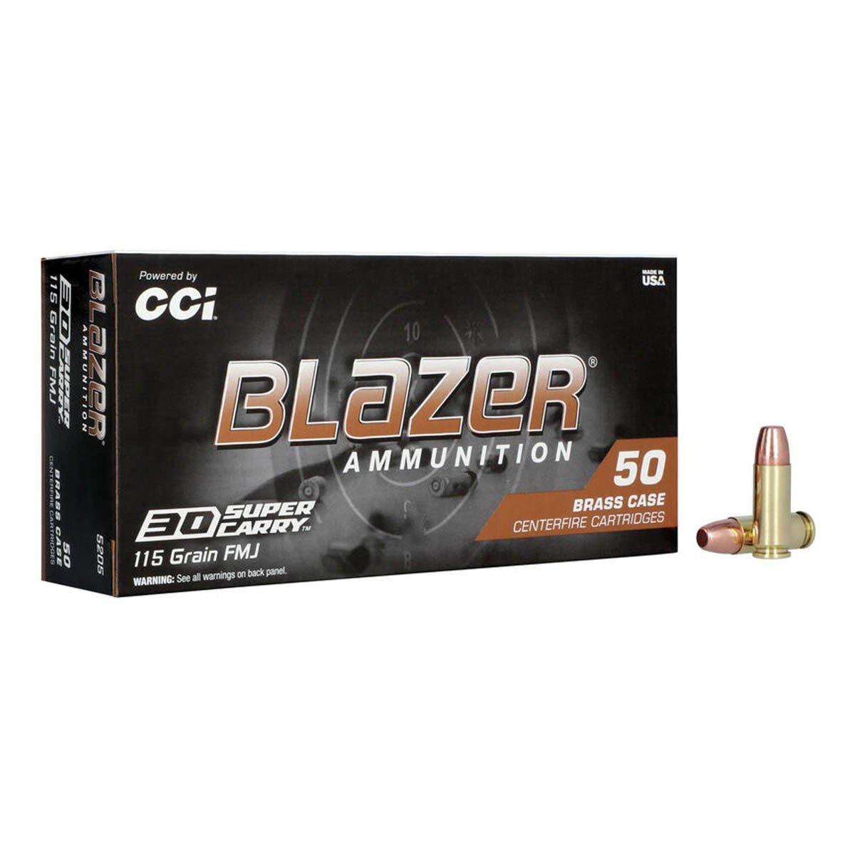 Blazer Ammunition Blazer Brass FMJ 30 Super Carry Handgun Ammunition 50 Round Box