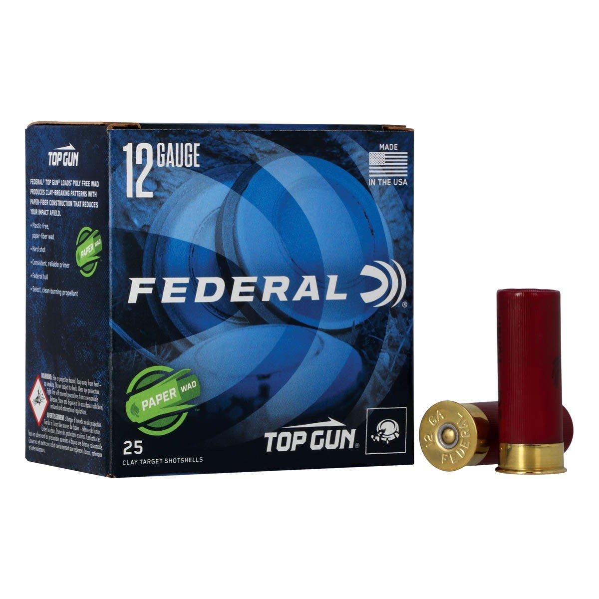 Federal Top Gun Paper Wad 12 Gauge Shotshells 25 Round Box