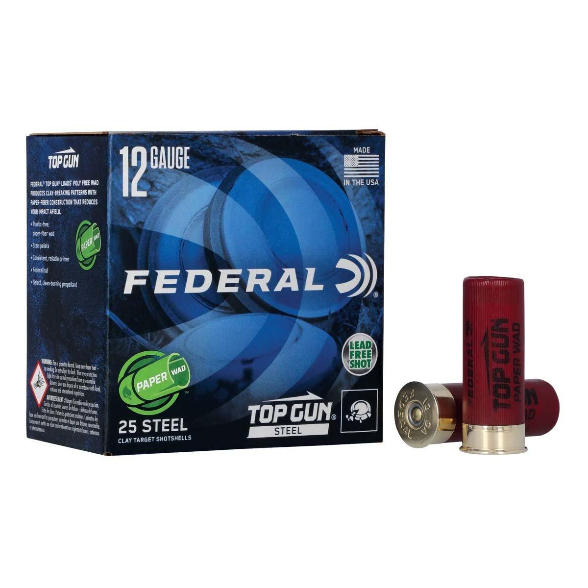 Federal Top Gun Steel Paper Wad 12 Gauge Shotshells 25 Round Box