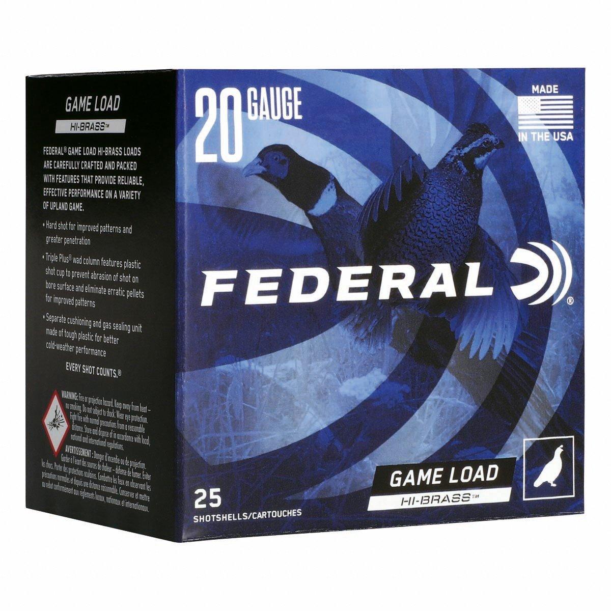 Federal Game Load High Brass 20 Gauge Shotshells 25 Round Box