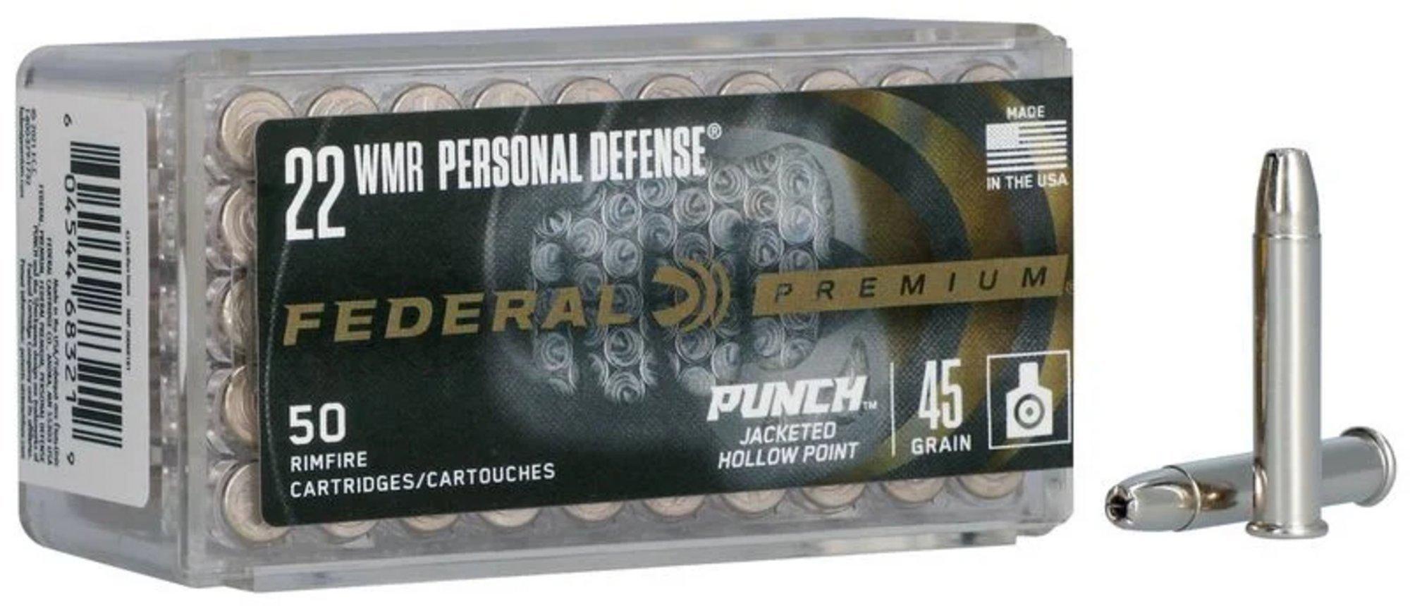 Federal Personal Defense Punch 22 Winchester Magnum Rimfire (WMR) Rimfire Ammunition 50 Round Box