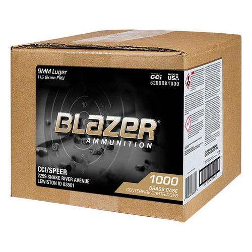 Blazer Ammunition CCI Blazer Brass FMJ 1000 Round Box 9mm Handgun Ammunition 1000 Round Can - Primary Image
