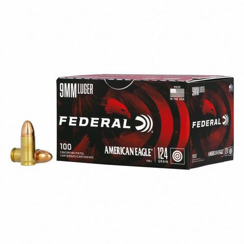 Federal American Eagle FMJ 9mm Handgun Ammunition 100 Round Box - Primary Image