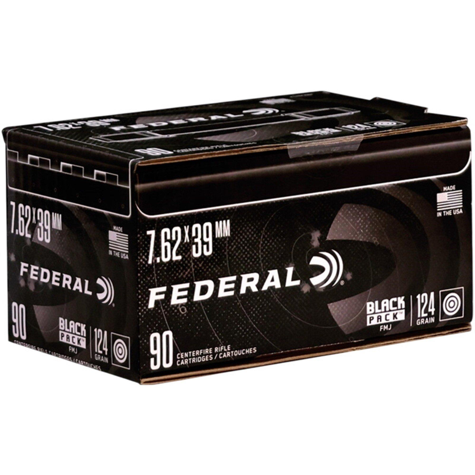 Federal Black Pack FMJ 7.62x39mm Rifle Ammunition 90 Round Box - Federal