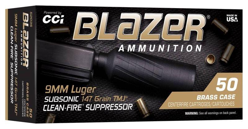 Blazer Ammunition Clean Fire Suppressor 9mm Handgun Ammunition 50 Round Box