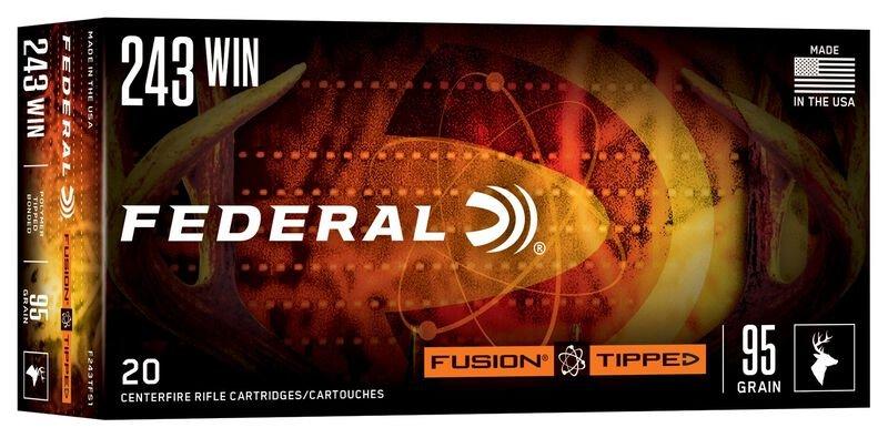 Federal Fusion Tipped 243 Winchester Rifle Ammunition 20 Round Box