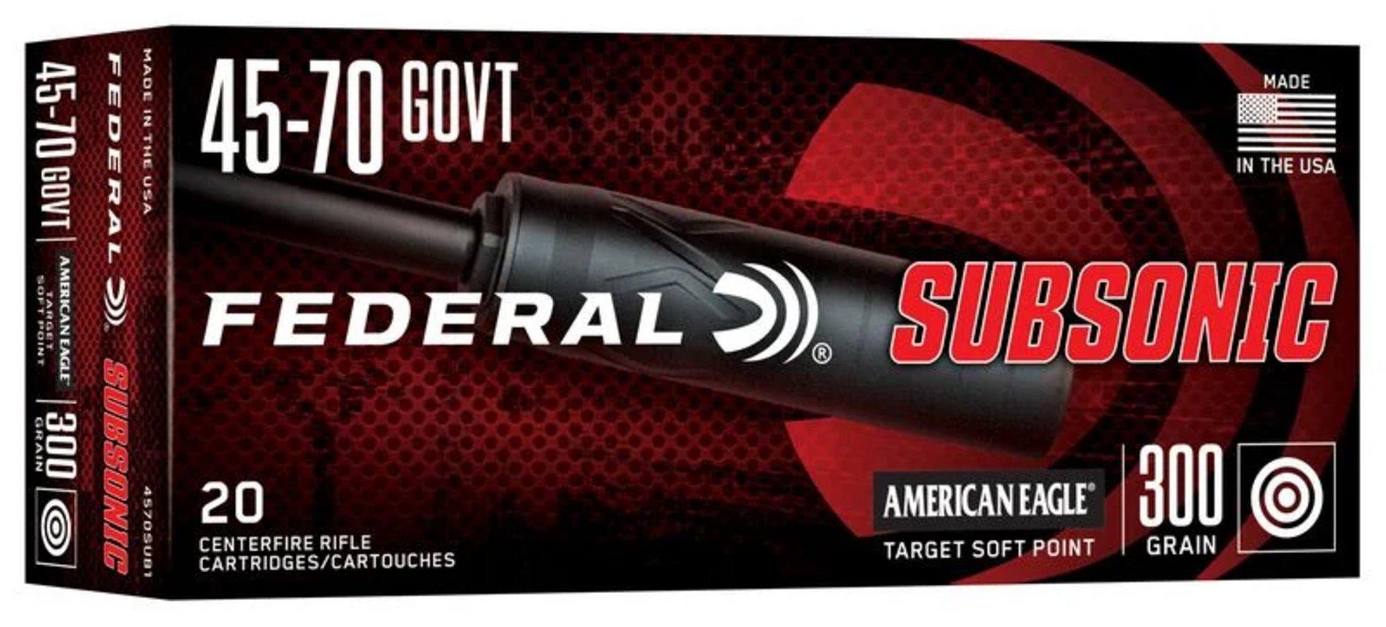 Federal Subsonic American Eagle 45-70 Government Rifle Ammunition 20 Round Box