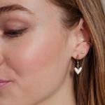 Nickel & Suede White Agate Sweetheart Huggies Earrings - Thumbnail 2 of 3