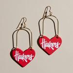 Nickel & Suede University of Nebraska Heartthrob Earrings - Thumbnail 1 of 2